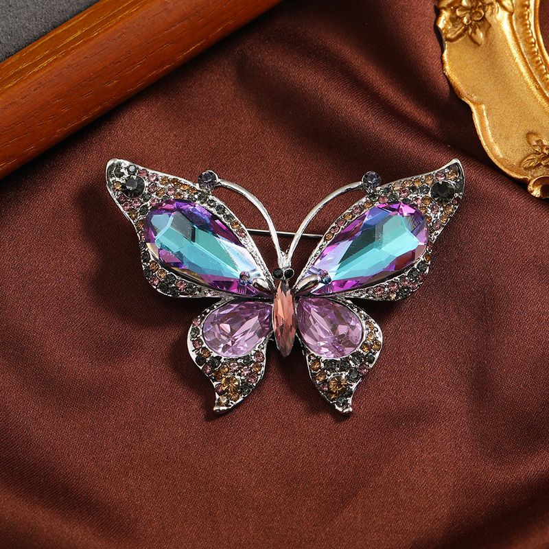 Fashion Butterfly Alloy Plating Inlay Rhinestones Women's Brooches