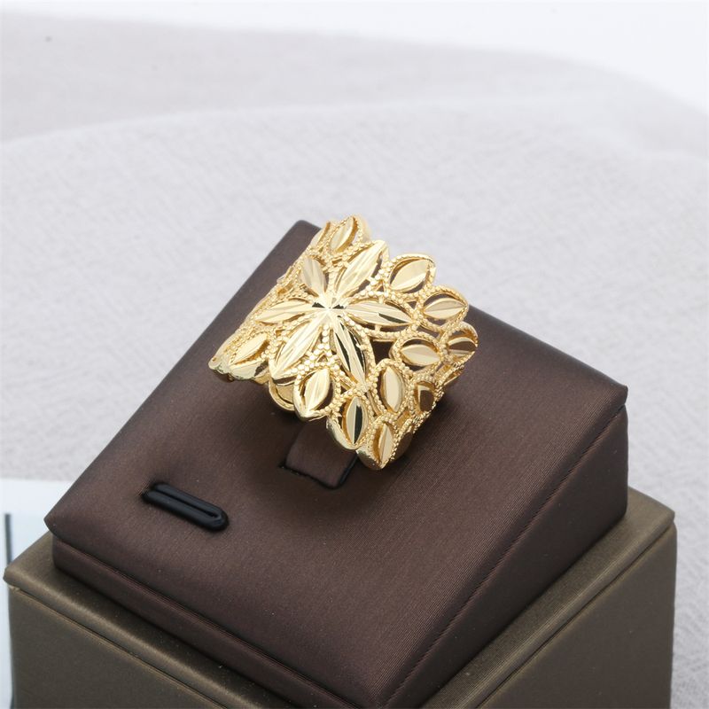 Fashion Snowflake Copper Gold Plated Open Ring 1 Piece