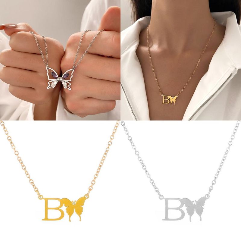 Fashion Butterfly Alloy Plating Zircon Women's Necklace