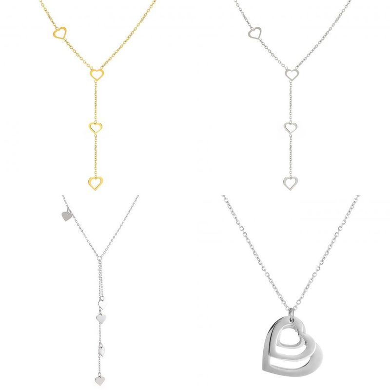 Titanium Steel Simple Style Polishing Heart Shape Necklace