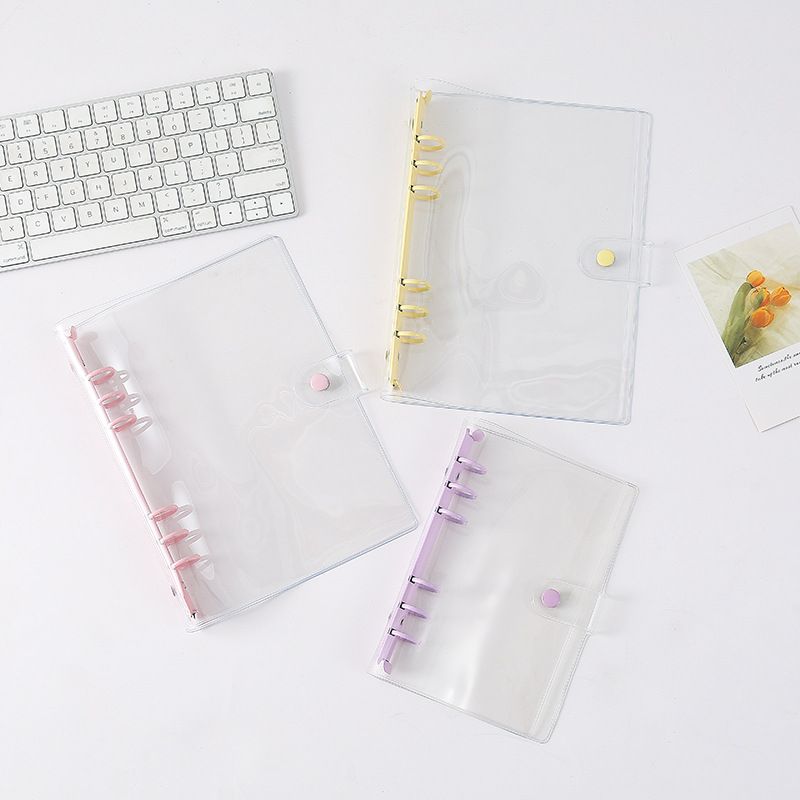 Fashion Color Clip Pvc Loose-leaf  6-hole Transparent Spiral Journal Book Shell