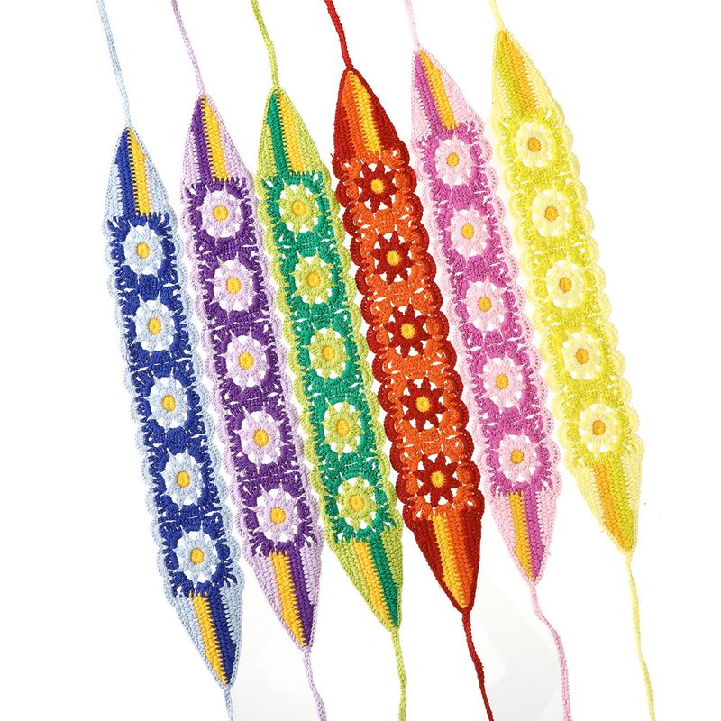 Style Ethnique Floral Tricoter Fait Main Bande De Cheveux 1 Pièce