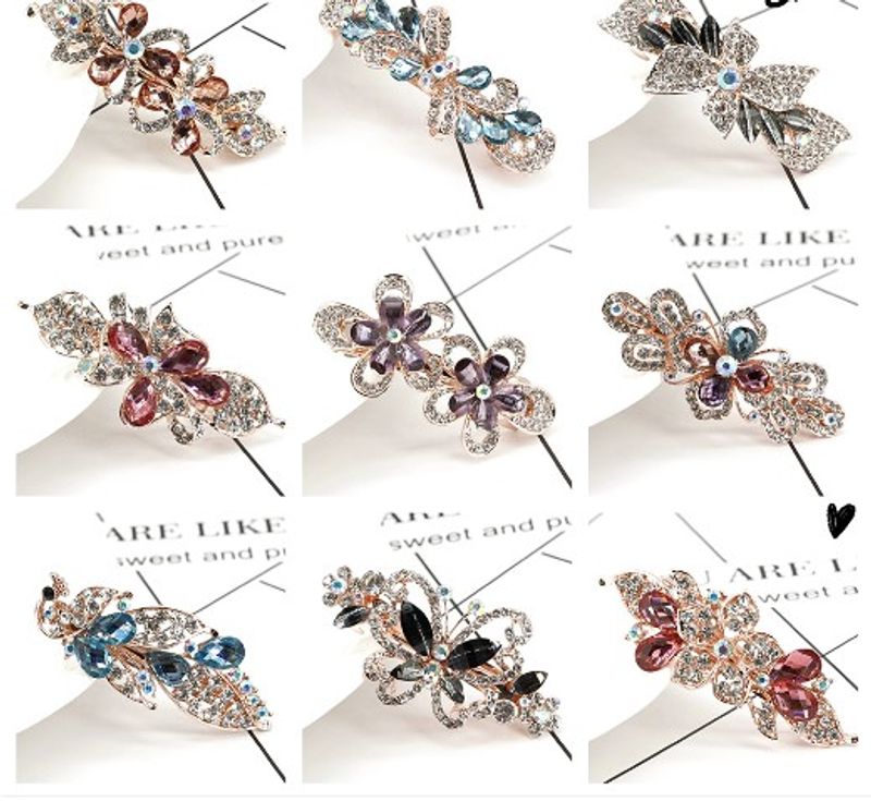Fashion Flower Butterfly Rhinestone Hollow Out Inlay Resin Rhinestones Hair Clip 1 Piece