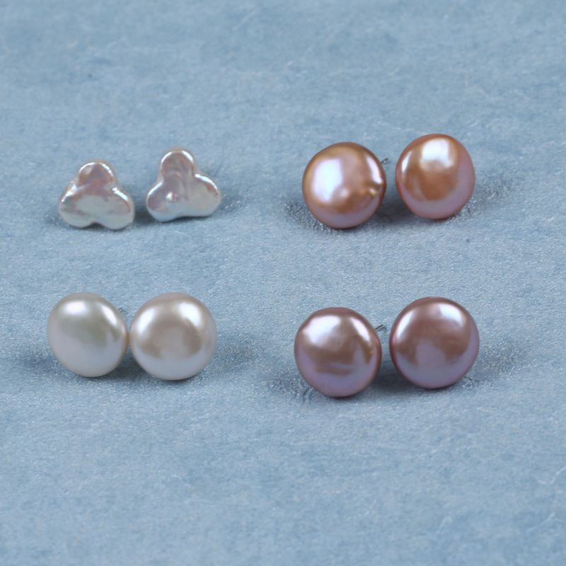 Einfacher Stil Brot Perlen Sterling Silber Eingelegte Perlen Perle Ohrringe 1 Paar