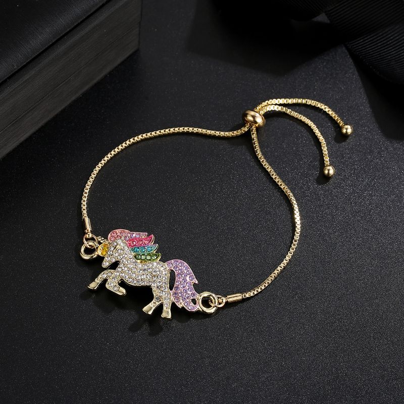Fashion Unicorn Alloy Plating Inlay Artificial Gemstones Girl's Bracelets 1 Piece