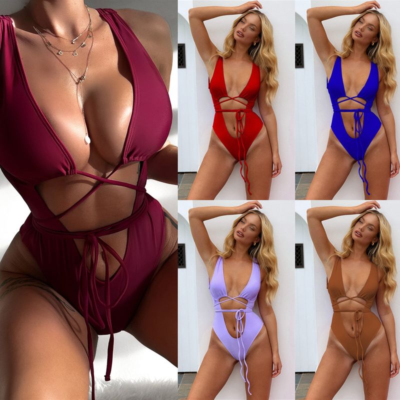 Women's Fashion Printing Solid Color 1 Piece One Piece
