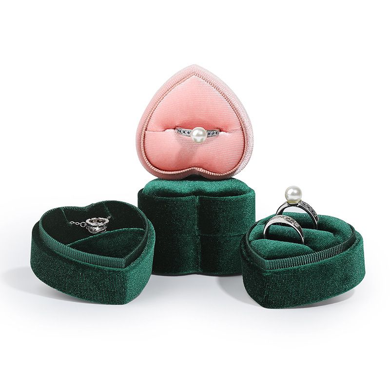 Fashion Heart Shape Corduroy Valentine'S Day Jewelry Boxes