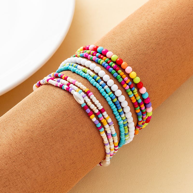 Ethnic Style Color Block Arylic Artificial Crystal Beaded Women's Bracelets 1 Piece