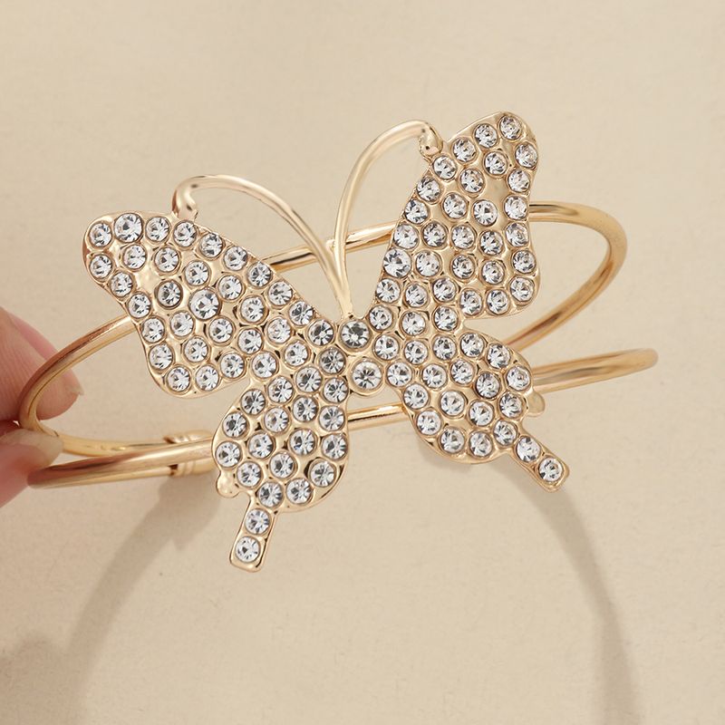 Elegant Butterfly Metal Plating Artificial Crystal Women's Bangle 1 Piece