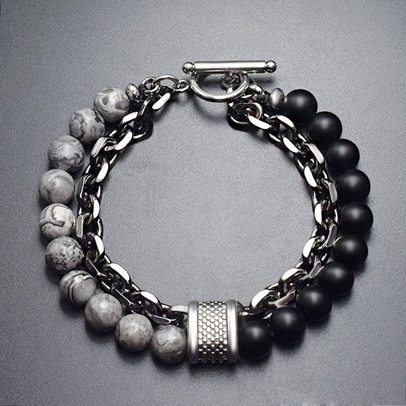 Bracelets Pour Hommes En Perles Géométriques En Métal De Mode