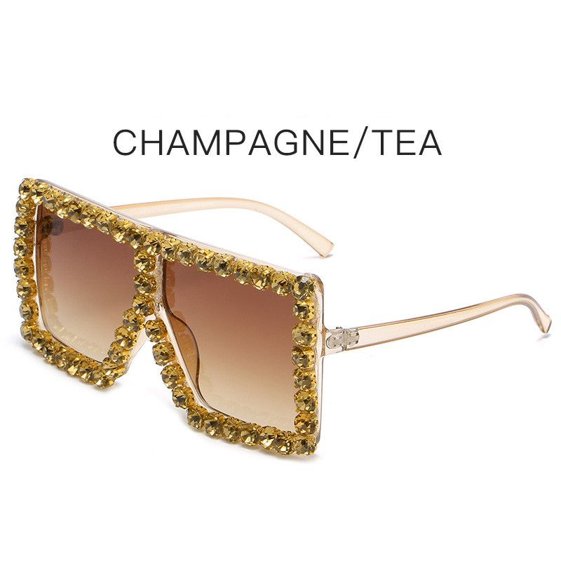 Fashion Gradient Color Pc Square Diamond Full Frame Women's Sunglasses