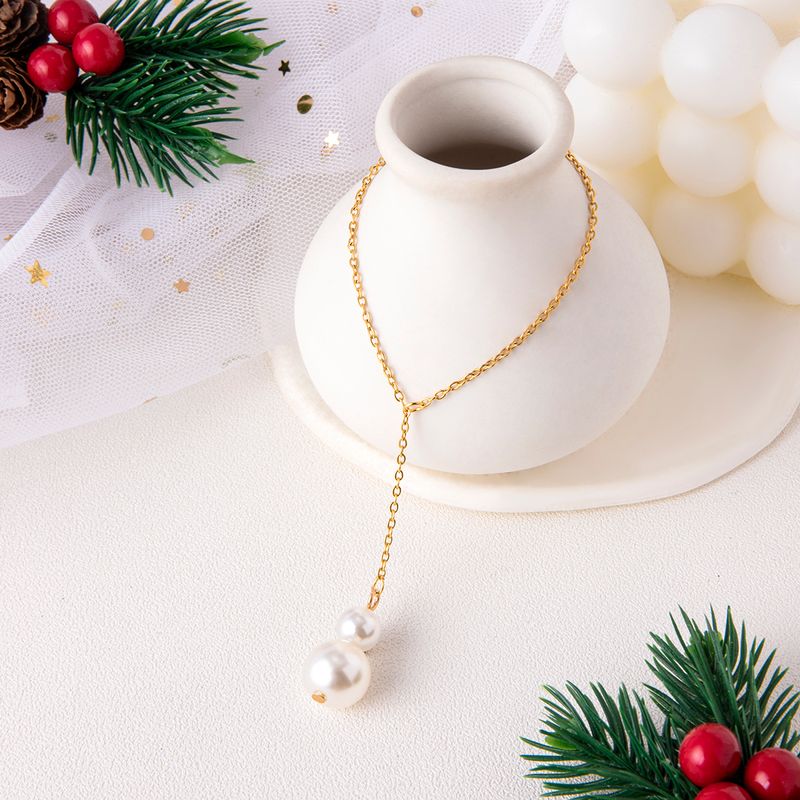 Simple Style Geometric Alloy Tassel Artificial Pearls Women's Pendant Necklace 1 Piece