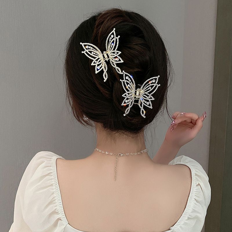 Élégant Papillon Alliage Placage Griffes De Cheveux