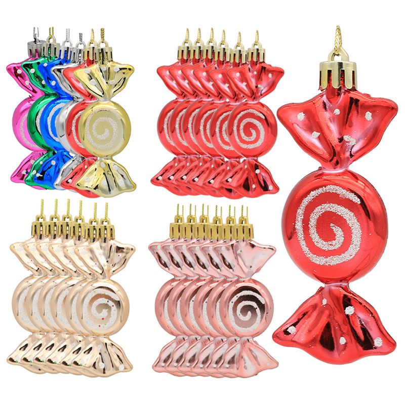 Christmas Fashion Candy Plastic Party Hanging Ornaments 6 Pieces