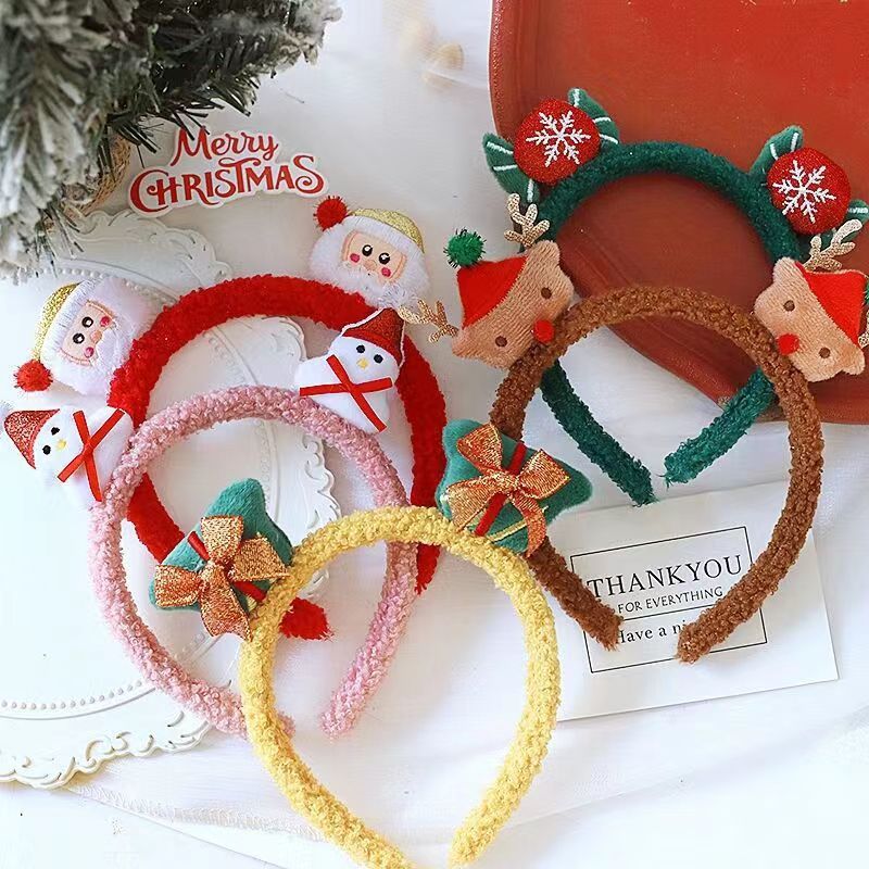 Chinoiserie Christmas Tree Santa Claus Cloth Handmade Hair Band 1 Piece