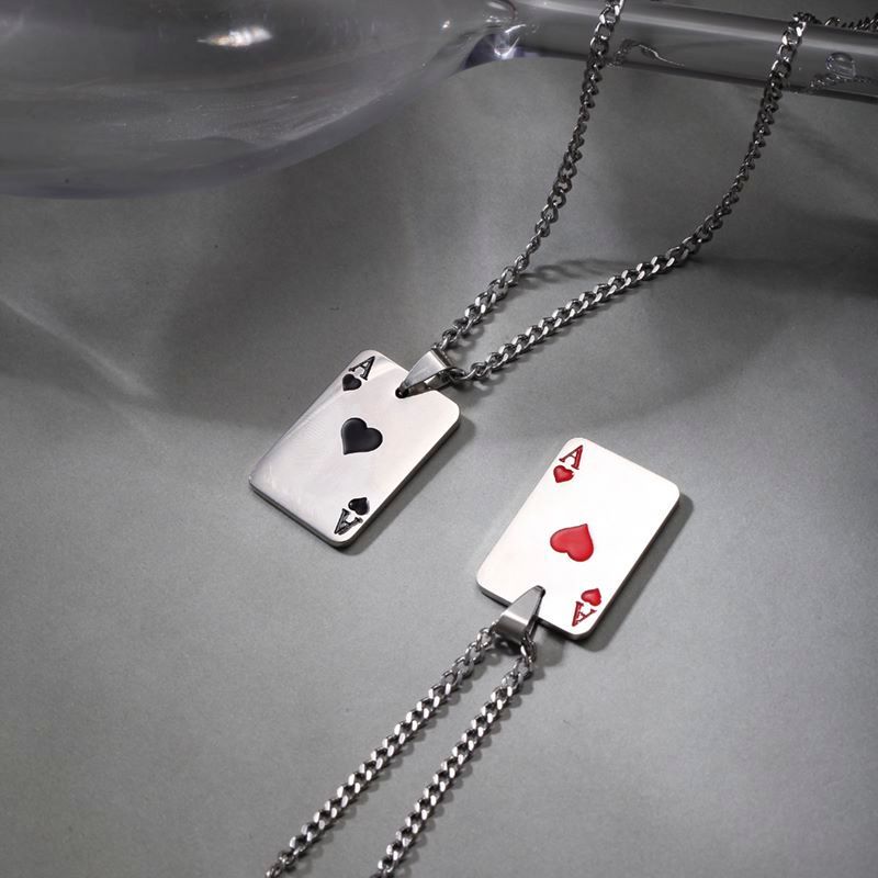 Hip-hop Poker Stainless Steel Plating Pendant Necklace 1 Piece