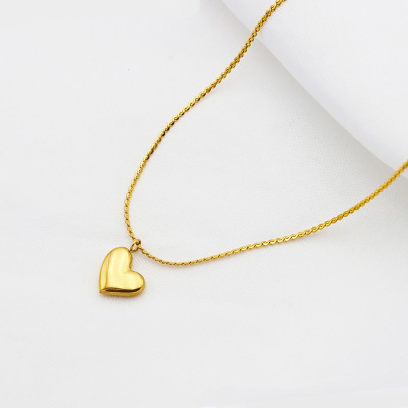 Simple Style Heart Shape Titanium Steel Plating Pendant Necklace 1 Piece