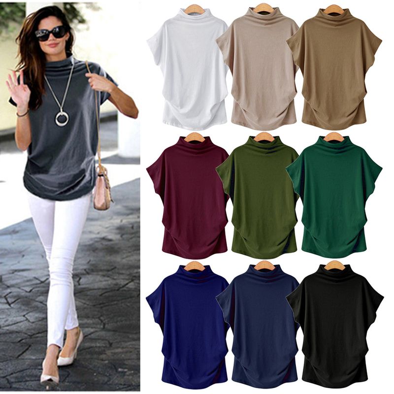 Women's T-shirt Short Sleeve T-shirts Patchwork Dolman Sleeve Fashion Solid Color