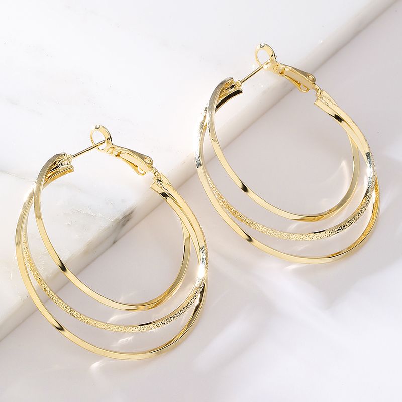 Fashion Circle Copper Gold Plated Hoop Earrings 1 Pair