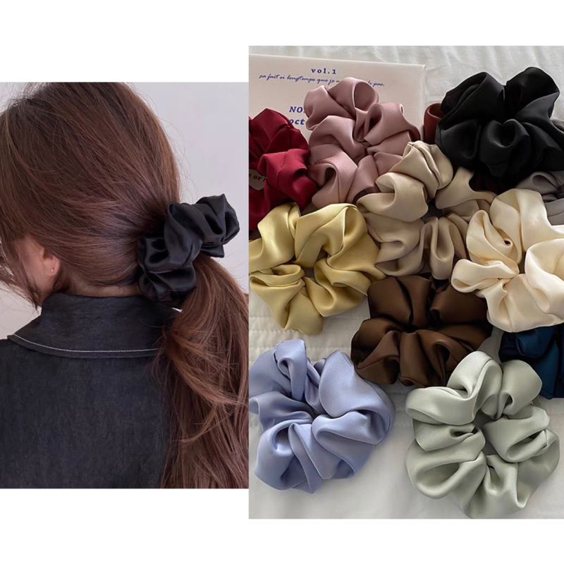 Fashion Solid Color Cloth Pleated Hair Tie 1 Piece