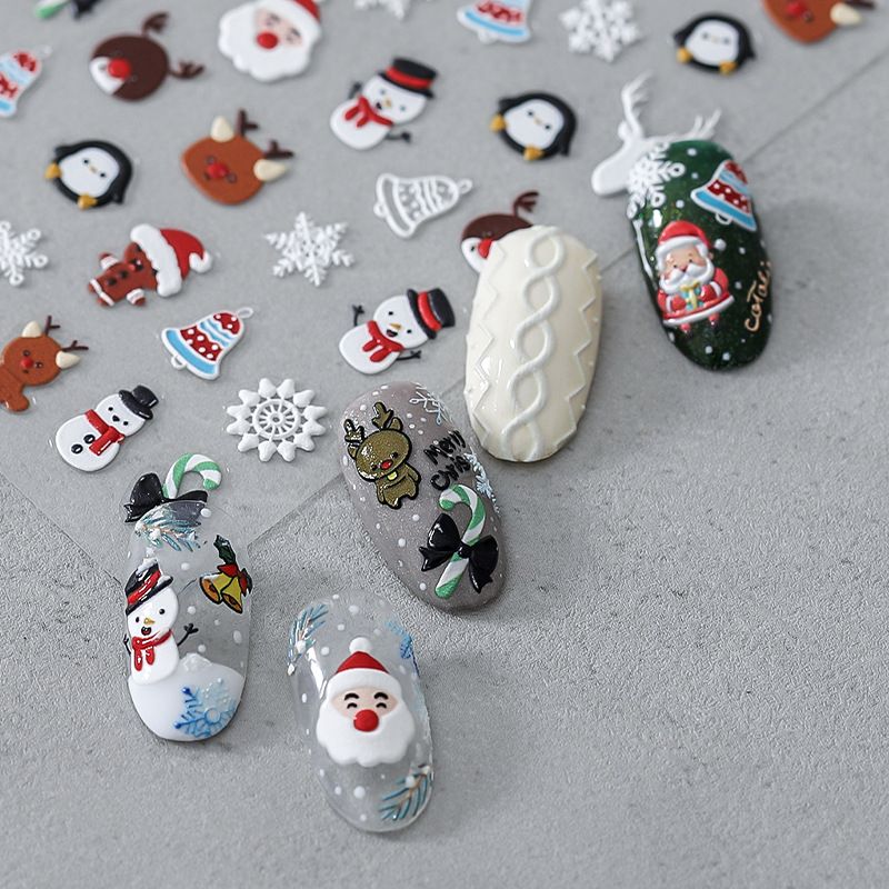 Cute Snowman Deer Sticker Nail Patches 1 Set