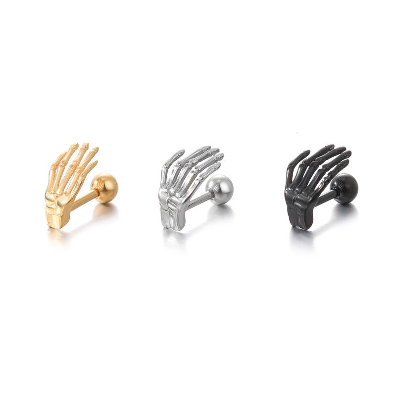 Punk Hand Stainless Steel Plating Ear Studs 1 Piece