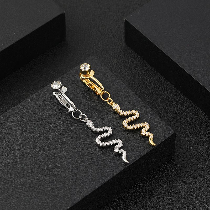 Fashion Snake Copper Plating Inlay Zircon Belly Ring 1 Piece