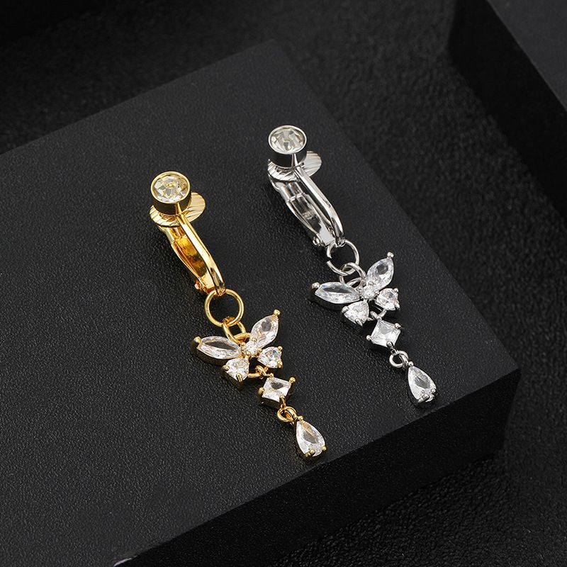 Fashion Butterfly Copper Plating Inlay Zircon Belly Ring 1 Piece