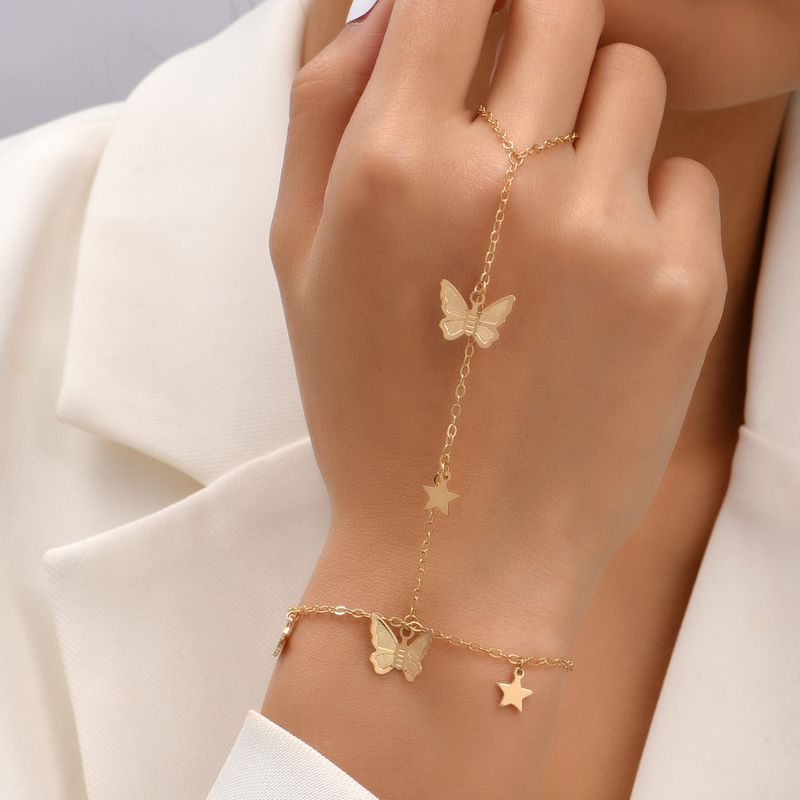Fashion Pentagram Butterfly Alloy Plating Women's Bracelets 1 Piece