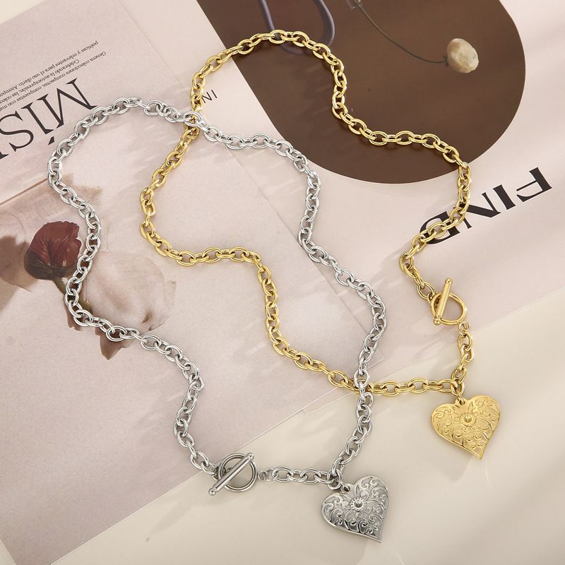 Mode Herzform Titan Stahl Überzug Armbänder Halskette