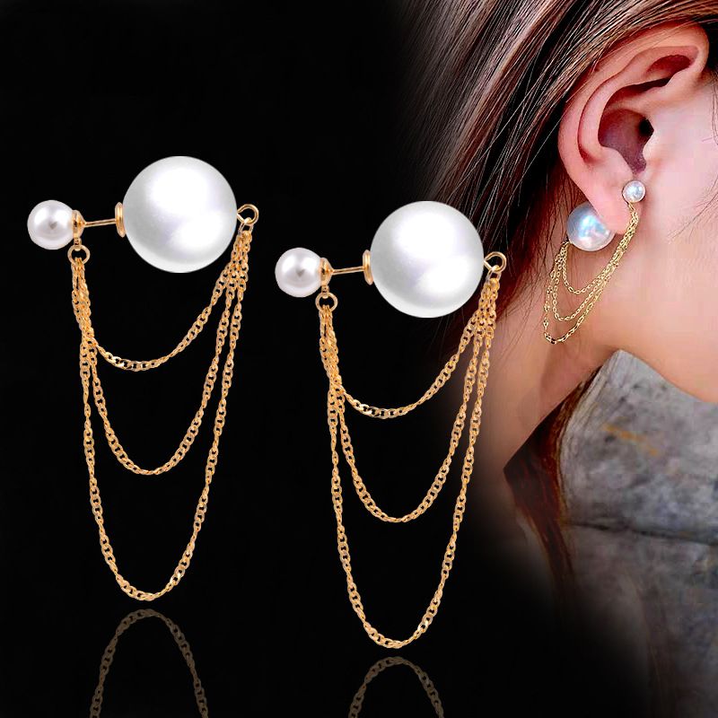 Mode Géométrique Alliage Placage Perles Artificielles Femmes Boucles D'oreilles 1 Paire