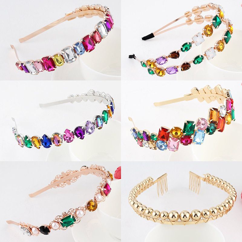 Fashion Flower Alloy Plating Inlay Artificial Gemstones Pearl Hair Band 1 Piece