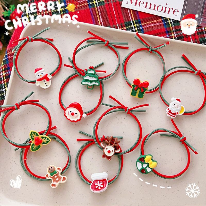 Fashion Santa Claus Gingerbread Snowman Elastic String Handmade Hair Tie 1 Piece
