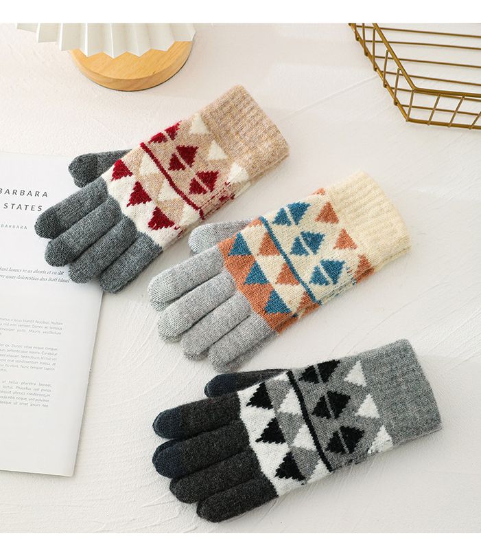 Women's Retro Plaid Wool Gloves 1 Pair