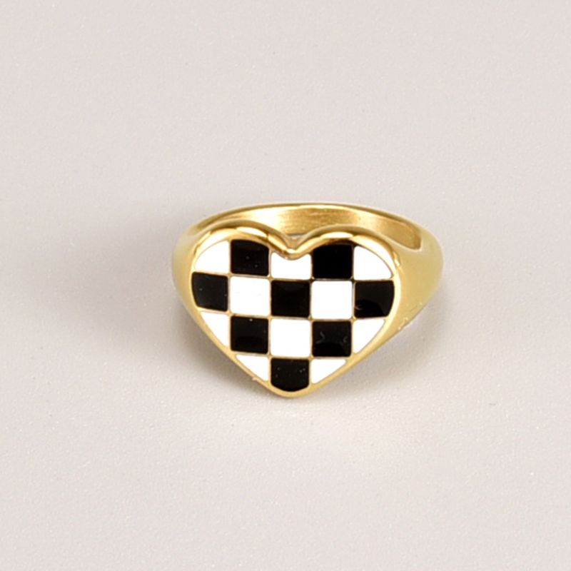 Fashion Heart Shape Titanium Steel Enamel Rings