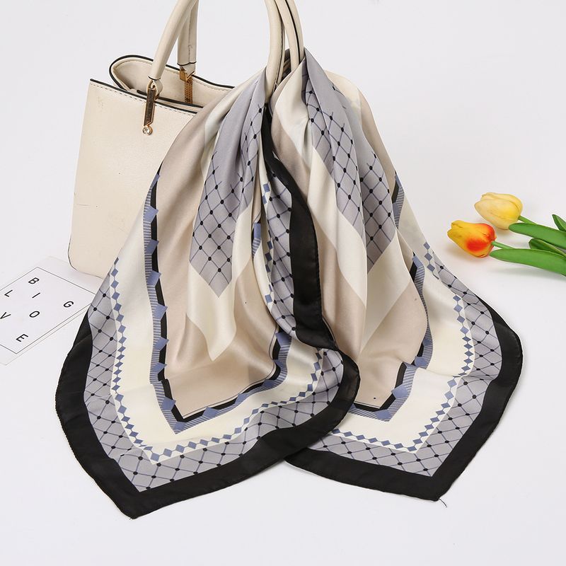 Satin-patchwork-seiden Schals Im Einfachen Stil Für Frauen