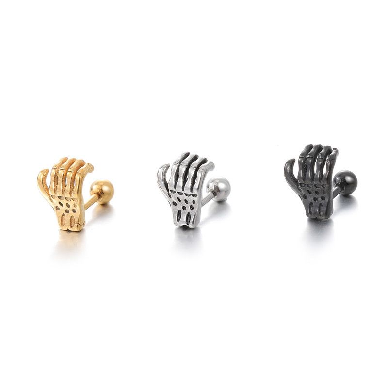 Fashion Palm Stainless Steel Plating Ear Studs 1 Piece