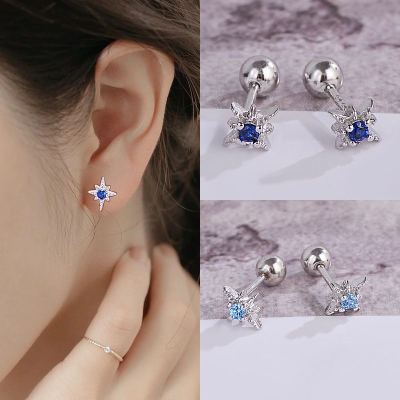 Simple Style Star Sterling Silver Plating Zircon Earrings 1 Pair