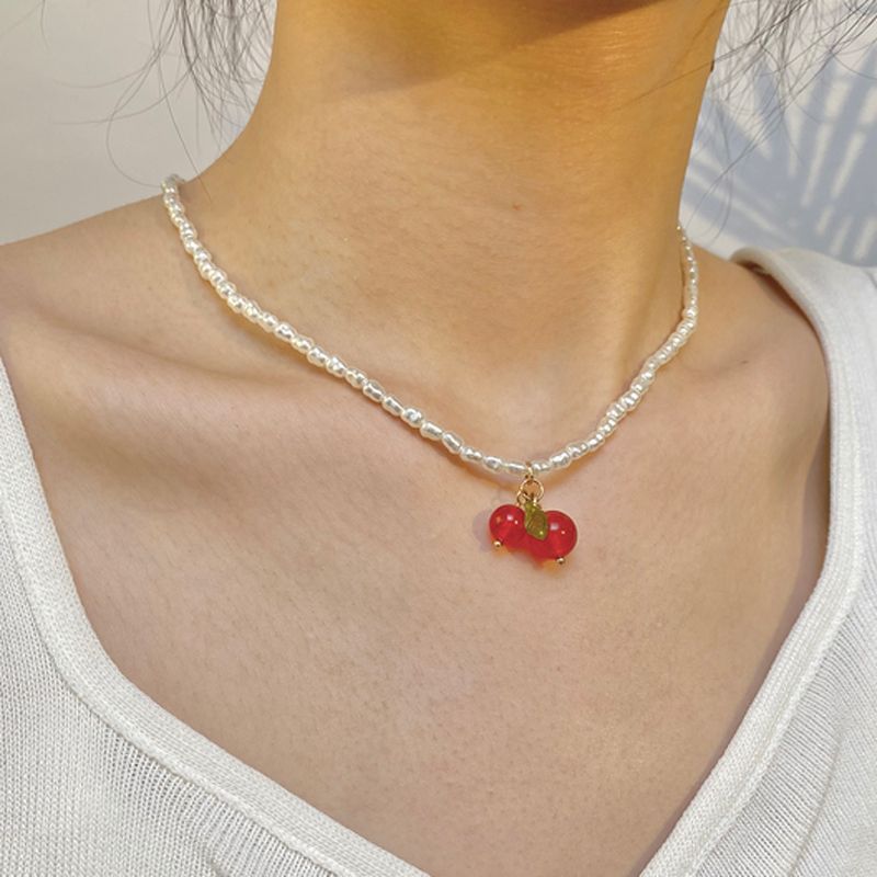 Style Simple Cerise Perle Artificielle Perlé Femmes Collier 1 Pièce