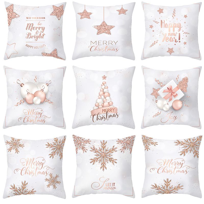 Fashion Letter Gift Box Snowflake Polyester Pillow Cases