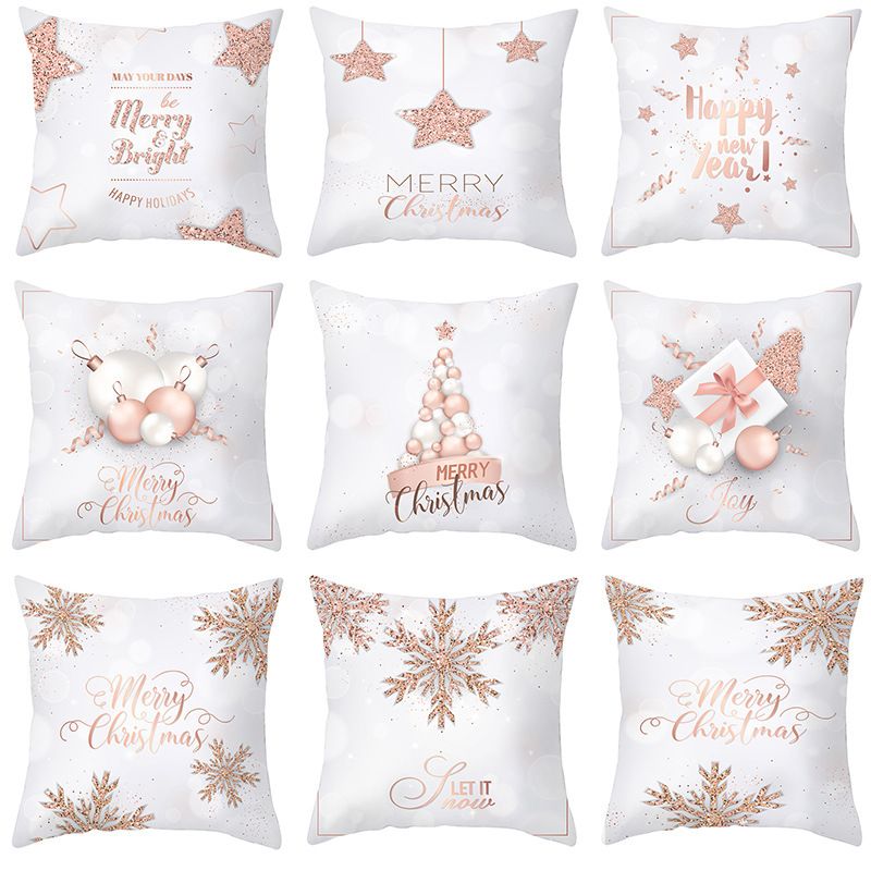 Mode Lettre Boite Cadeau Flocon De Neige Polyester Taies D'oreiller