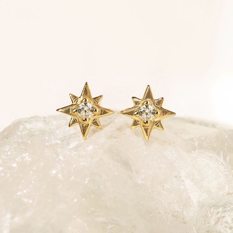 Moda Estrella Cobre Embutido Circón Pendientes 1 Par