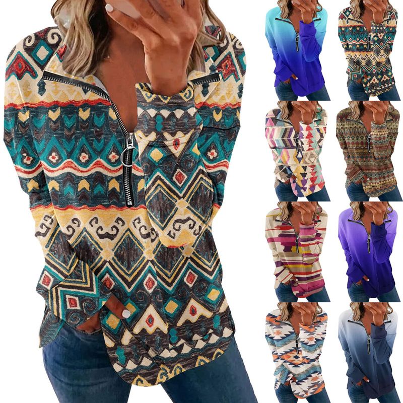 Women's Hoodie Long Sleeve Hoodies & Sweatshirts Printing Casual Geometric