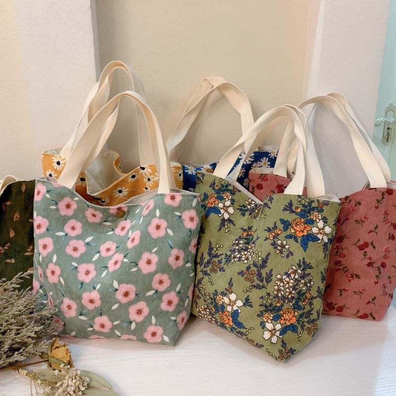 Women's Fashion Flower Oxford Cloth Shopping Bags
