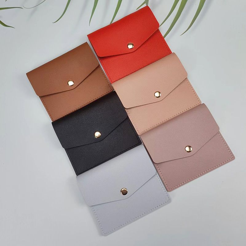 Unisex Solid Color Pu Leather Flip Cover Coin Purses