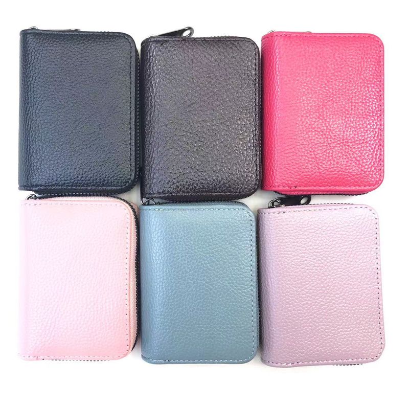 Unisex Solid Color Pvc Zipper Card Holders