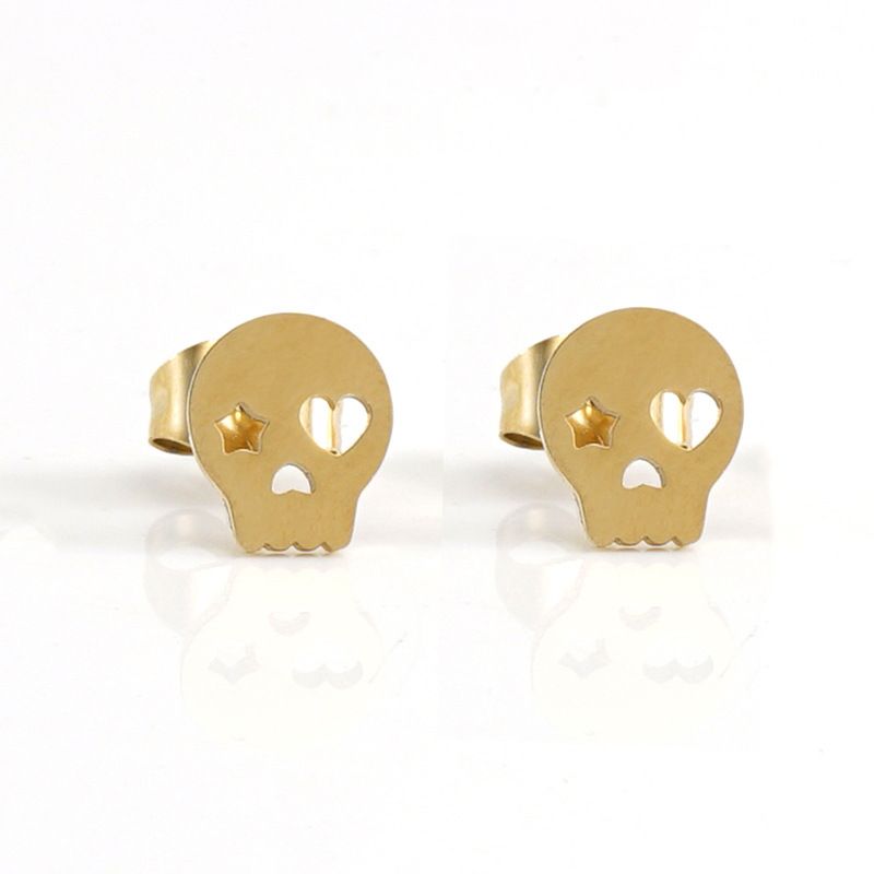Simple Style Skull Stainless Steel Plating Ear Studs 1 Pair