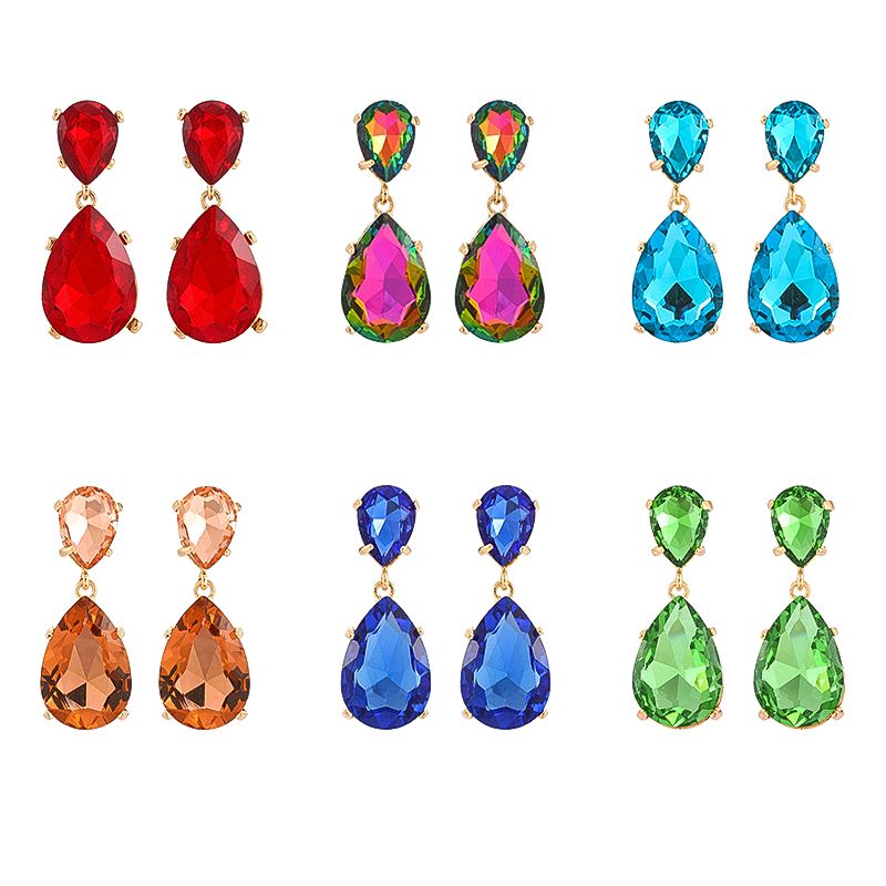 Retro Geometric Water Droplets Artificial Gemstones Alloy Women's Drop Earrings 1 Pair