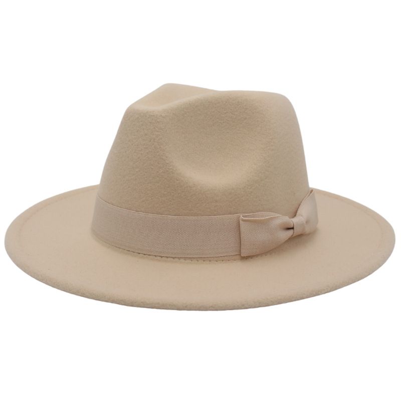 Unisex Fashion Solid Color Bow Knot Flat Eaves Fedora Hat