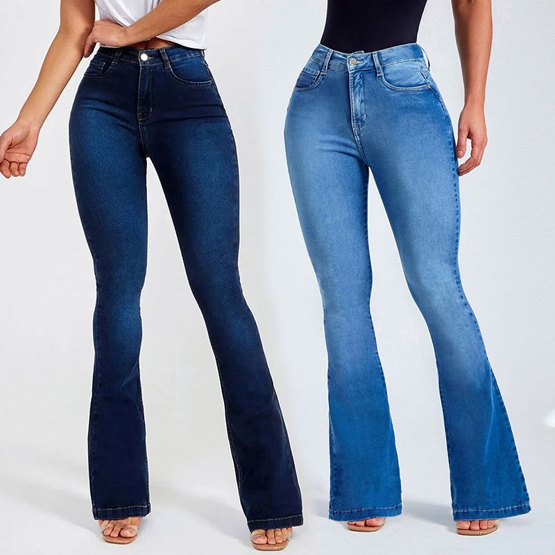 Frau Täglich Mode Einfarbig In Voller Länge Jeans